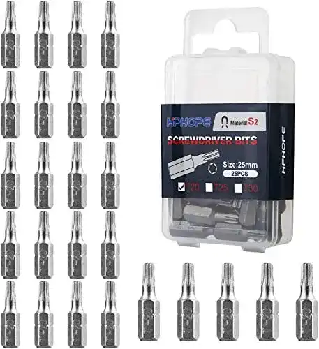 Torx-Bits HPHOPE T20, 25 Stück in Flip-Top-Box, 1/4 Zoll