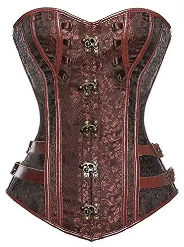 Korsett Kuose Damen Vollbrust Faux Leder Steampunk Corsage in Übergrößen
