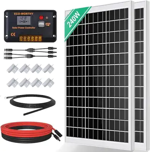 Eco-Worthy Monokristallines Solarpanel Set 240 W für Off-Grid-Systeme