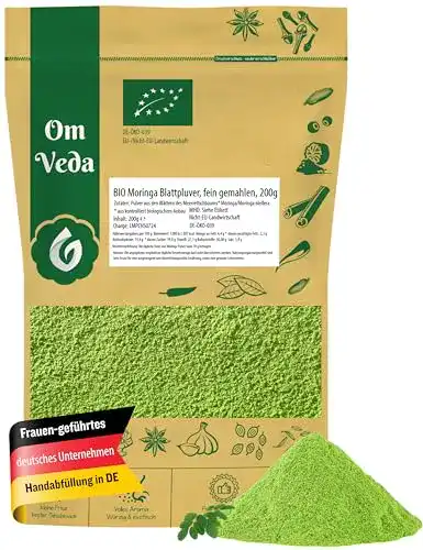 Moringa Pulver Omveda Bio 200g Fein gemahlenes Moringa Blattpulver