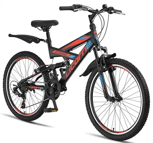 Mountainbike Licorne Bike Strong V Premium 24 Zoll mit 21 Gang-Schaltung