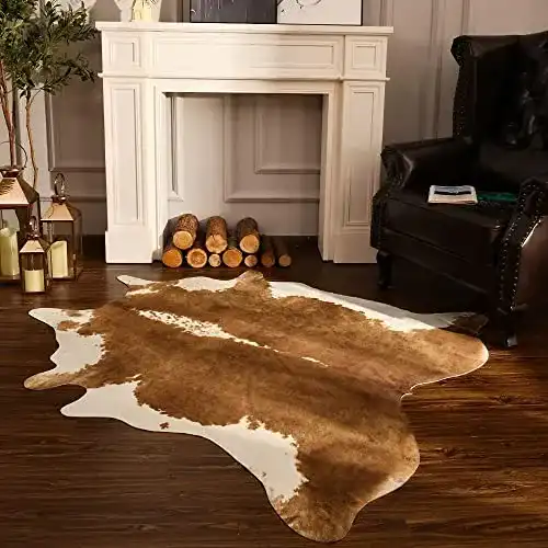Kuhfell Benron Teppich aus Rindslederimitat mit Kuhdruck