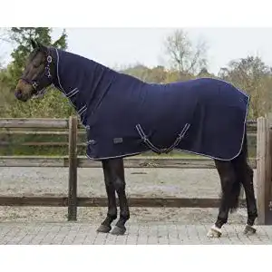 Abschwitzdecke QHP Fleecedecke Basic mit Halsteil und Kreuzgurten