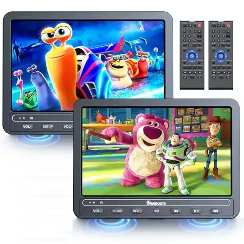 Auto-DVD-Player NAVISKAUTO mit zwei Monitoren für Unterhaltung im Fahrzeug