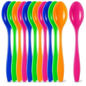 Com-Four Eierlöffel aus Kunststoff 12 Stück mit BPA-freiem Material