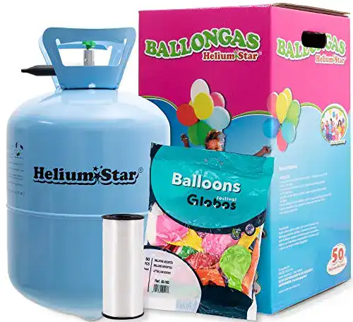 Heliumflasche für bis zu 50 Ballons mit Ballongas und Zubehör