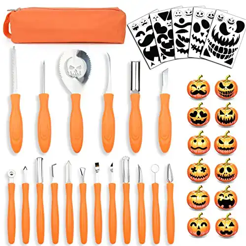 Kürbis-Schnitzset Hoshin für Halloween mit 18 Werkzeugen