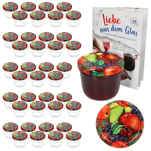 MamboCat Einmachgläser 40er Set 230 ml mit Obst Dekor
