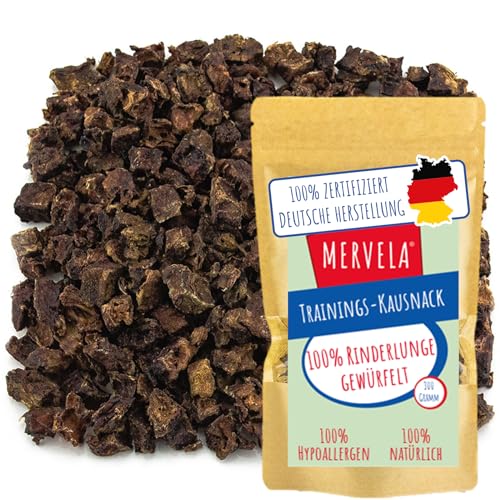 Rinderlunge Mervela gewürfelt 300 Gramm – getrocknete Lunge für Hunde