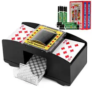 Elektrische Kartenmischmaschine für 2 Decks mit Batterien und Poker