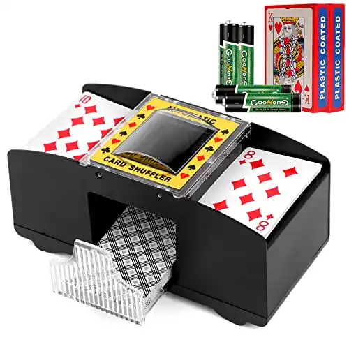 Elektrische Kartenmischmaschine für 2 Decks mit Batterien und Poker
