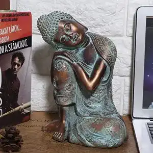 Schlafende Buddha Figur aus Kunstharz für Meditation und Dekoration