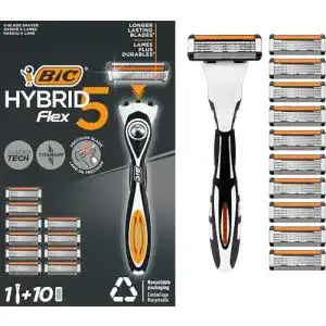 Bic Hybrid 5 Flex Herrenrasierer mit 10 Wechselklingen und Präzisionstrimmer