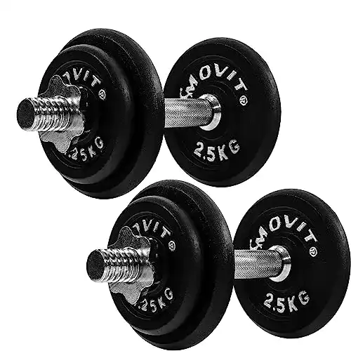 Hantelset 10 kg Movit Kurzhantel PRO, Gusseisen, 2x 10 kg, Standardgriff