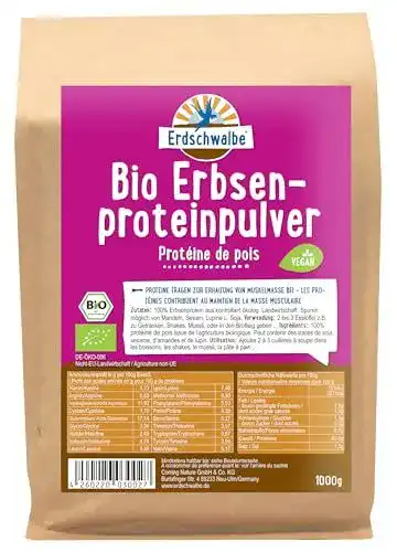 Erdschwalbe Bio Erbsenprotein – Veganes Eiweißpulver – 1 kg