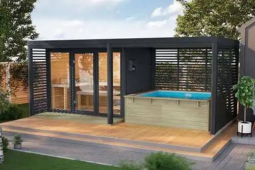 Sauna Chillroi Haus XL mit Anbaudach und Minipool für den Außenbereich