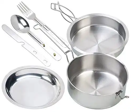 Camping Kochgeschirr Set aus Edelstahl von Semptec Urban Survival