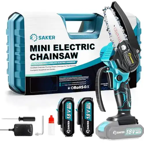 Mini-Kettensäge Saker Akku 4 Zoll kabellose Gartenarbeit