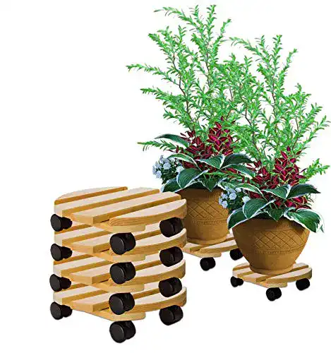 Pflanzenroller BigDean aus massivem Buchenholz mit 4 Lenkrollen