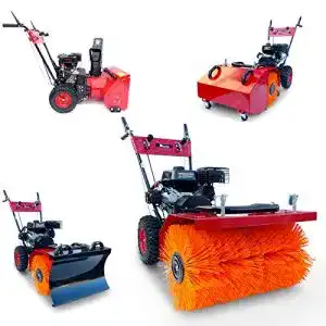 Benzin-Kehrmaschine Knappwulf mit 60 cm Kehrbreite und 4 Aufsätzen