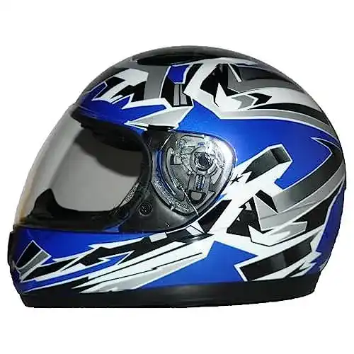 Kinder Motorradhelm Protectwear SA03-BL-XS – Integralhelm in Blau/Weiß