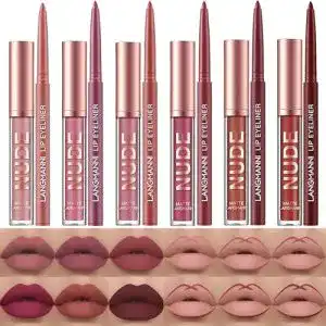 Lippenstift Langmanni 6 mit 6 Liplinern – langlebiger und wasserdichter Lipgloss
