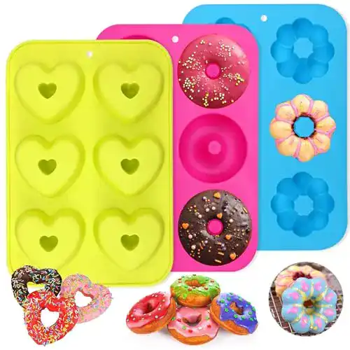 Silikon Donutformen PHOGARY 3 Stück mit 6 Hohlräumen