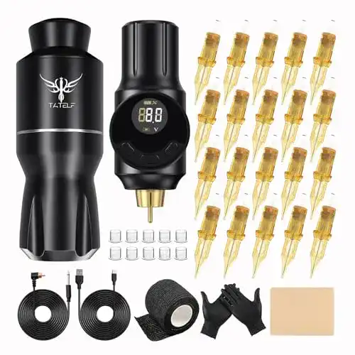 Permanent-Make-up-Maschine TATELF Wireless Rotary Pen mit Akku und Nadeln