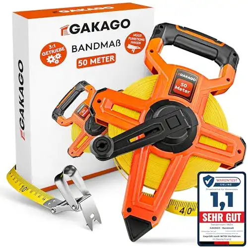 Maßband Gakago Bandmaß 50m mit klappbarem Hebel und 3-fach Übersetzung