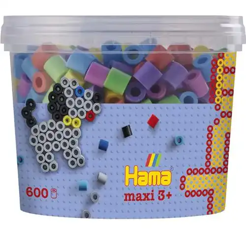 Bügelperlen Hama Perlen 8571 Dose mit 600 bunten Maxi-Perlen
