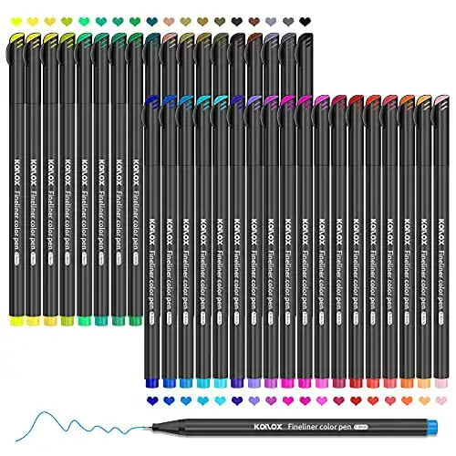 Koilox Fineliner Set mit 36 Farben und 0,4 mm Spitze