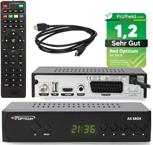 Opticum HD Sat Receiver für Satellitenschüssel mit Aufnahmefunktion