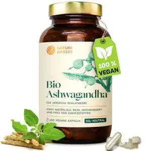 Bio-Ashwagandha-Kapseln von Nature Basics Hochdosiert und Vegan