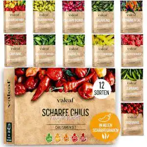 Chili-Samen Valeaf Set mit 12 verschiedenen Chili-Sorten