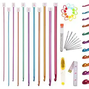 Tunesisches Häkelnadel Set von Coopay, 11 Teile mit Zubehör