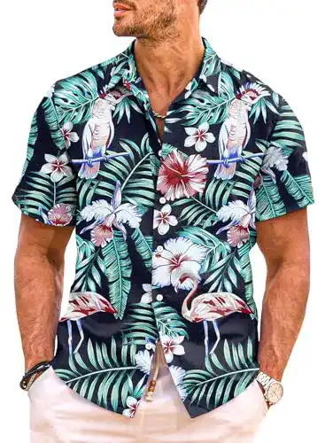 Hawaiihemd von Meilicloth für Herren mit Flamingo-Muster