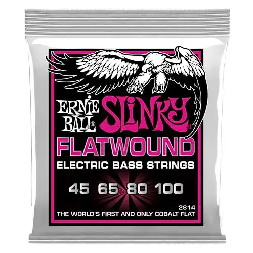 Ernie Ball Super Slinky Flatwound E-Bass-Saiten, Stärke 45-100
