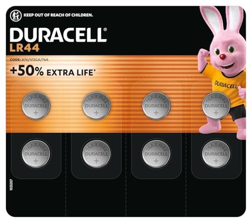 Duracell LR44 Knopfzellen Batterie 1,5 V (8 Stück, A76, V13GA, 76A)
