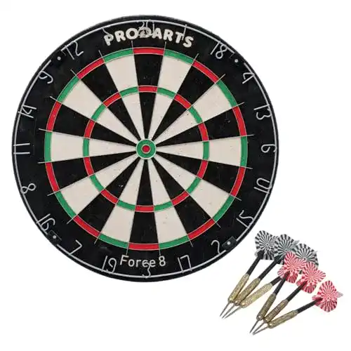 Dartscheibe Force 8 Steeldart mit Dart Set für präzises Spielen