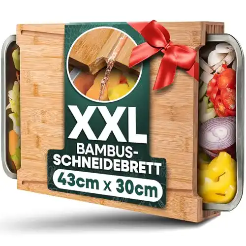 Schneidebrett mit Auffangschale aus Bambus von Sidorenko Loco Bird