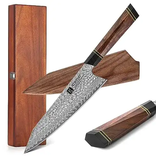 Xinzuo Damaststahl Kochmesser 21,5 cm Handgeschmiedetes Kiritsuke Messer