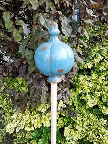 Rosenkugel Manufaktur Lichtbogen große Gartenkugel aus Keramik blau