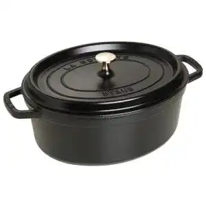 Staub Gusseisen Bräter Cocotte oval 33 cm 6,7 L schwarz