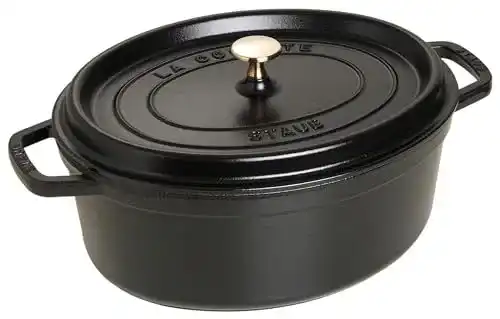 Staub Gusseisen Bräter Cocotte oval 33 cm 6,7 L schwarz