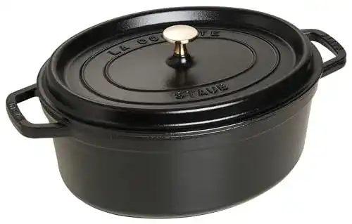 Staub Gusseisen Bräter Cocotte oval 33 cm 6,7 L schwarz