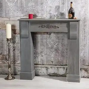 Kaminkonsole Melko Kaminumrandung aus Holz im Vintage-Stil