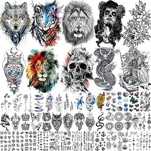 Temporäre Tattoos EGMBGM 53 Blätter mit Tiger und Drachen Motiven