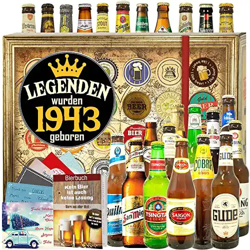 Bier Adventskalender Legenden 1943 mit 24 Bieren und Zubehör