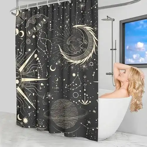 Duschrollo MB Home Duschvorhang 180×180 cm in Schwarz Gold