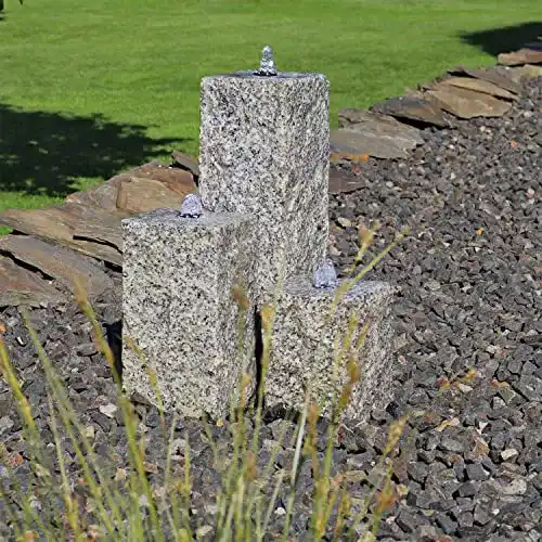 Steinbrunnen Clgarden Granit Springbrunnen SB2 mit 3 Säulen